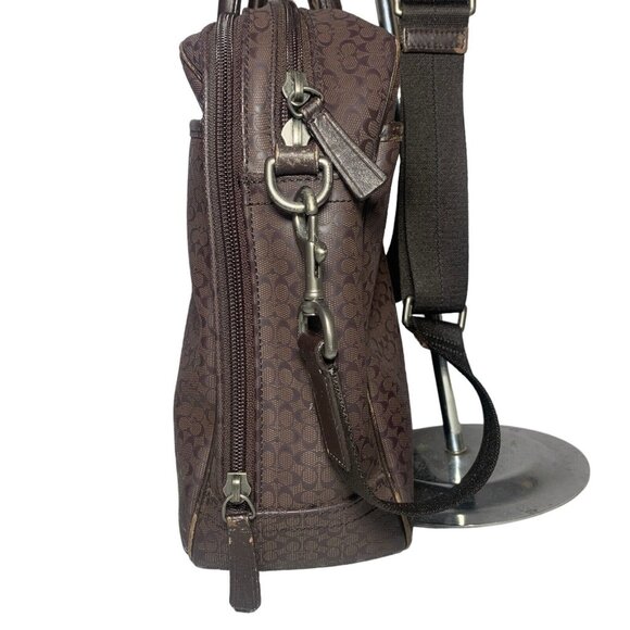 Coach Briefcase Brown CC Monogram Print Leather Messenger Bag Mens Women’s - Picture 3 of 16